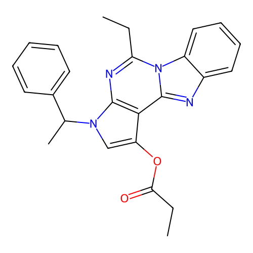 5-ethyl-3-(1-phenylethyl)-3H-benzo[4,5]imidazo[1,2-c]pyrrolo[3,2-e]pyrimidin-1-yl propionate structure