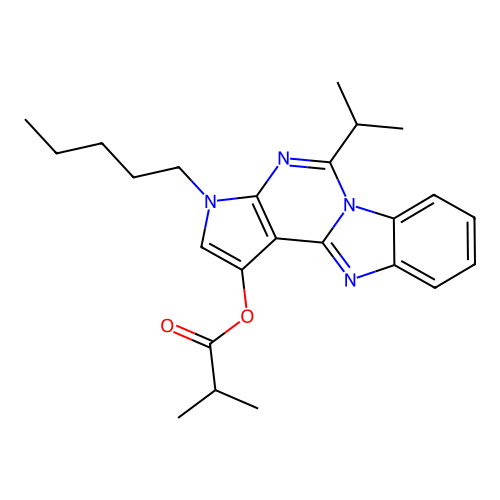 5-isopropyl-3-pentyl-3H-benzo[4,5]imidazo[1,2-c]pyrrolo[3,2-e]pyrimidin-1-yl isobutyrate structure