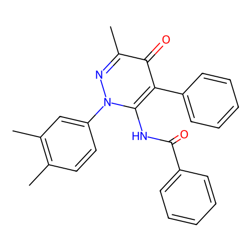 N-[2-(3,4-dimethylphenyl)-6-methyl-5-oxo-4-phenylpyridazin-3-yl]benzamide structure