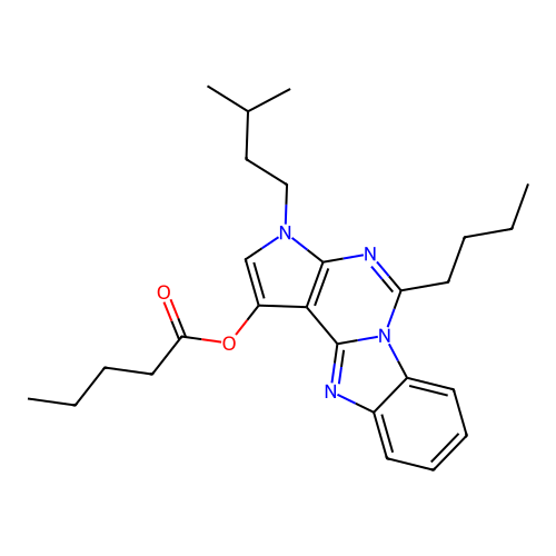 5-butyl-3-isopentyl-3H-benzo[4,5]imidazo[1,2-c]pyrrolo[3,2-e]pyrimidin-1-yl pentanoate structure