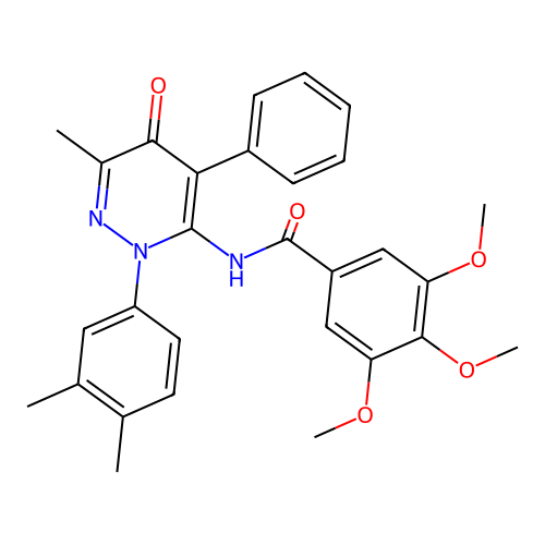 N-(2-(3,4-dimethylphenyl)-6-methyl-5-oxo-4-phenyl-2,5-dihydropyridazin-3-yl)-3,4,5-trimethoxybenzamide structure