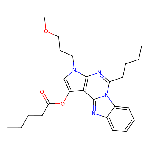 5-butyl-3-(3-methoxypropyl)-3H-benzo[4,5]imidazo[1,2-c]pyrrolo[3,2-e]pyrimidin-1-yl pentanoate structure