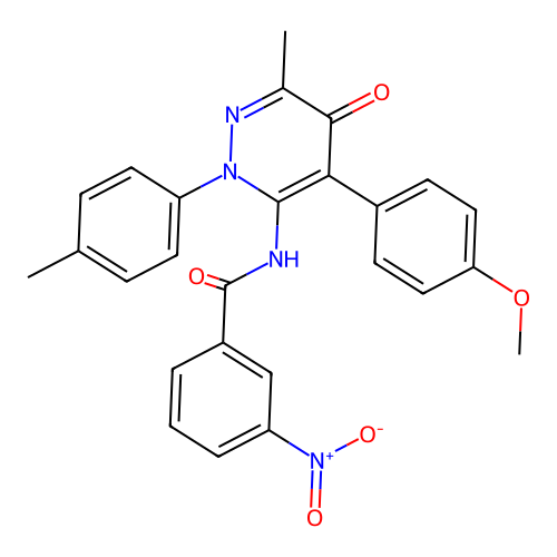 N-[4-(4-methoxyphenyl)-6-methyl-2-(4-methylphenyl)-5-oxopyridazin-3-yl]-3-nitrobenzamide structure
