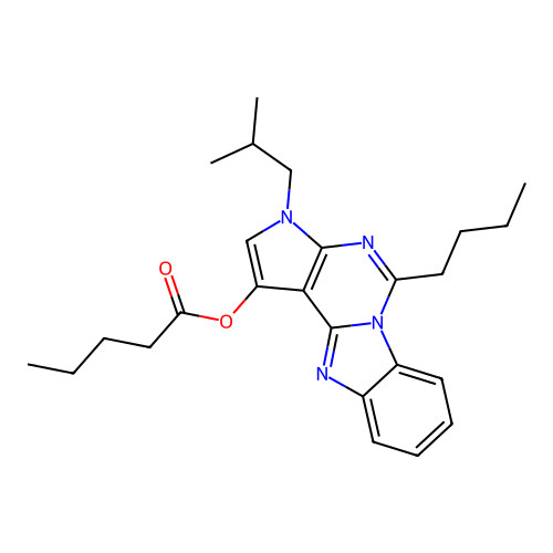 5-butyl-3-isobutyl-3H-benzo[4,5]imidazo[1,2-c]pyrrolo[3,2-e]pyrimidin-1-yl pentanoate structure