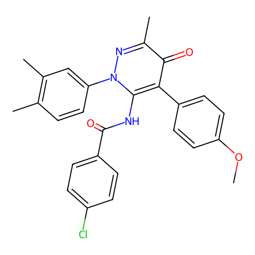 4-chloro-N-(2-(3,4-dimethylphenyl)-4-(4-methoxyphenyl)-6-methyl-5-oxo-2,5-dihydropyridazin-3-yl)benzamide structure