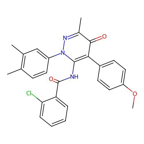 2-chloro-N-(2-(3,4-dimethylphenyl)-4-(4-methoxyphenyl)-6-methyl-5-oxo-2,5-dihydropyridazin-3-yl)benzamide structure