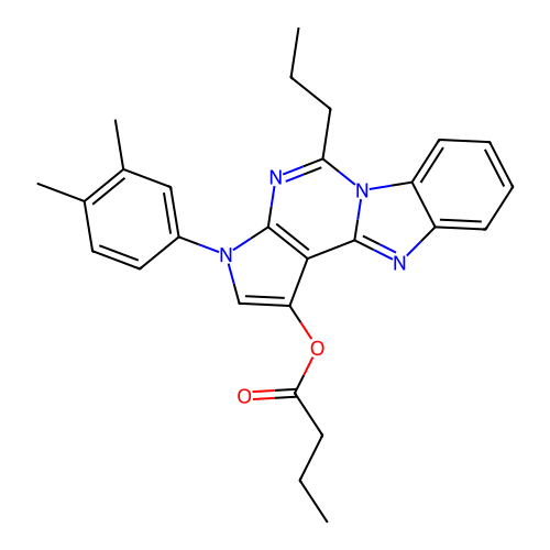 3-(3,4-dimethylphenyl)-5-propyl-3H-benzo[4,5]imidazo[1,2-c]pyrrolo[3,2-e]pyrimidin-1-yl butyrate structure