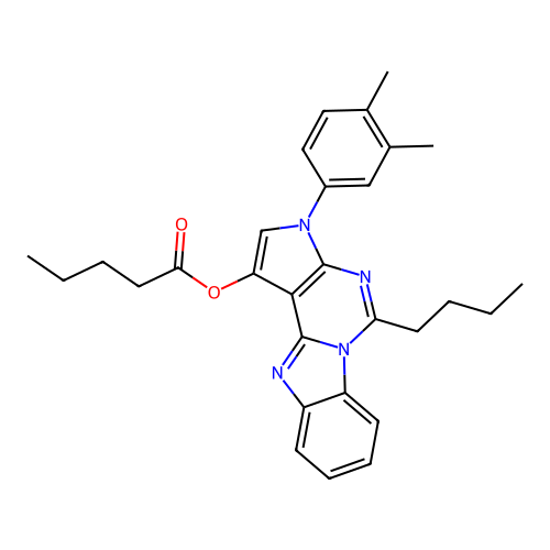 5-butyl-3-(3,4-dimethylphenyl)-3H-benzo[4,5]imidazo[1,2-c]pyrrolo[3,2-e]pyrimidin-1-yl pentanoate structure
