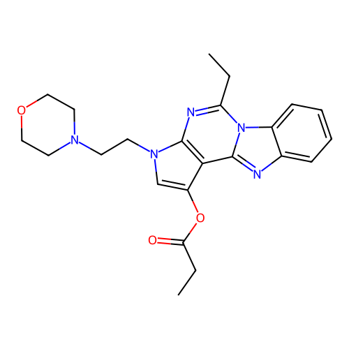 5-ethyl-3-(2-morpholinoethyl)-3H-benzo[4,5]imidazo[1,2-c]pyrrolo[3,2-e]pyrimidin-1-yl propionate structure