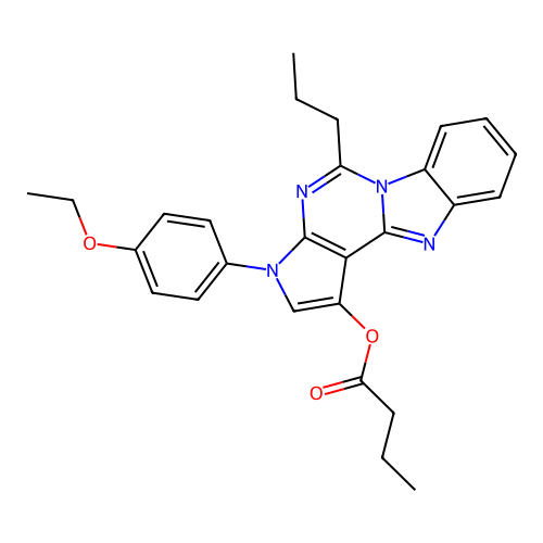 3-(4-ethoxyphenyl)-5-propyl-3H-benzo[4,5]imidazo[1,2-c]pyrrolo[3,2-e]pyrimidin-1-yl butyrate structure