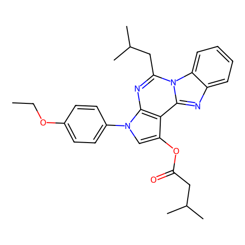 3-(4-ethoxyphenyl)-5-(2-methylpropyl)-3H-pyrrolo[2',3':4,5]pyrimido[1,6-a]benzimidazol-1-yl 3-methylbutanoate structure