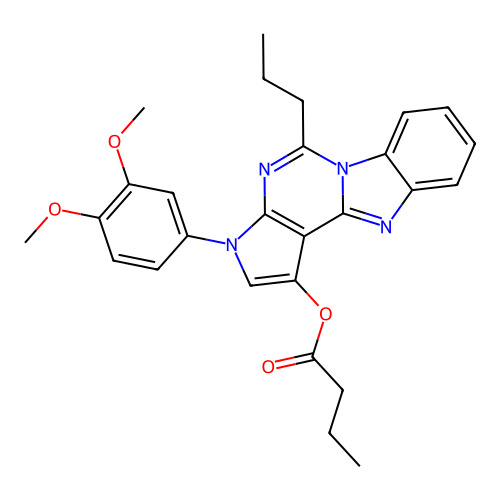 3-(3,4-dimethoxyphenyl)-5-propyl-3H-benzo[4,5]imidazo[1,2-c]pyrrolo[3,2-e]pyrimidin-1-yl butyrate structure