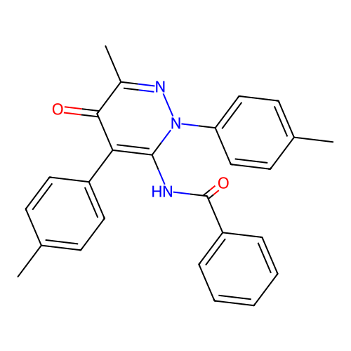 N-[6-methyl-2,4-bis(4-methylphenyl)-5-oxo-2,5-dihydropyridazin-3-yl]benzamide structure