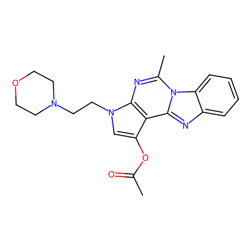 5-methyl-3-(2-morpholinoethyl)-3H-benzo[4,5]imidazo[1,2-c]pyrrolo[3,2-e]pyrimidin-1-yl acetate structure