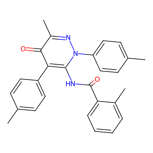2-methyl-N-(6-methyl-5-oxo-2,4-di-p-tolyl-2,5-dihydropyridazin-3-yl)benzamide structure
