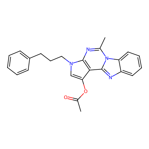 5-methyl-3-(3-phenylpropyl)-3H-benzo[4,5]imidazo[1,2-c]pyrrolo[3,2-e]pyrimidin-1-yl acetate structure