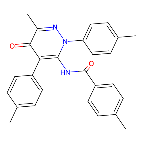 4-methyl-N-(6-methyl-5-oxo-2,4-di-p-tolyl-2,5-dihydropyridazin-3-yl)benzamide structure