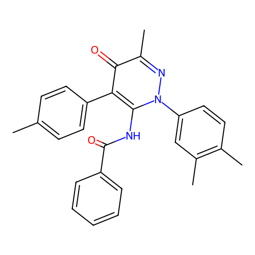 N-(2-(3,4-dimethylphenyl)-6-methyl-5-oxo-4-(p-tolyl)-2,5-dihydropyridazin-3-yl)benzamide structure