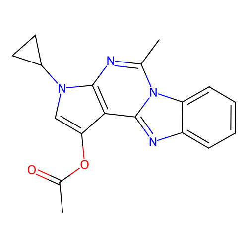 3-cyclopropyl-5-methyl-3H-benzo[4,5]imidazo[1,2-c]pyrrolo[3,2-e]pyrimidin-1-yl acetate structure