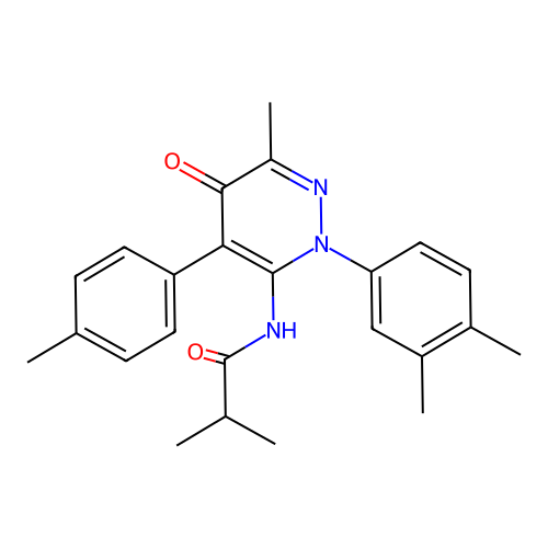 N-(2-(3,4-dimethylphenyl)-6-methyl-5-oxo-4-(p-tolyl)-2,5-dihydropyridazin-3-yl)isobutyramide structure