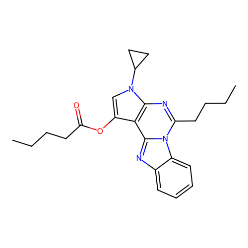 5-butyl-3-cyclopropyl-3H-benzo[4,5]imidazo[1,2-c]pyrrolo[3,2-e]pyrimidin-1-yl pentanoate structure