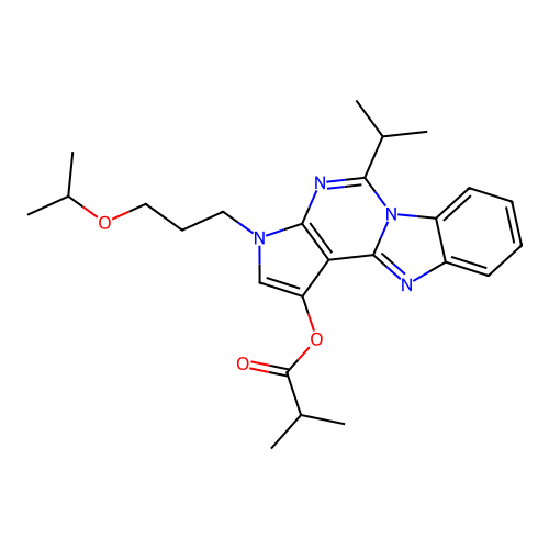 3-(3-isopropoxypropyl)-5-isopropyl-3H-benzo[4,5]imidazo[1,2-c]pyrrolo[3,2-e]pyrimidin-1-yl isobutyrate structure