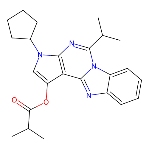 3-cyclopentyl-5-(propan-2-yl)-3H-pyrrolo[2',3':4,5]pyrimido[1,6-a]benzimidazol-1-yl 2-methylpropanoate structure