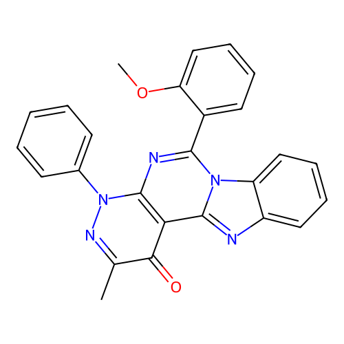 6-(2-methoxyphenyl)-2-methyl-4-phenylbenzo[4',5']imidazo[1',2':1,6]pyrimido[4,5-c]pyridazin-1(4H)-one structure