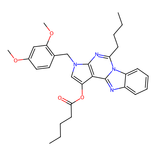 5-butyl-3-(2,4-dimethoxybenzyl)-3H-benzo[4,5]imidazo[1,2-c]pyrrolo[3,2-e]pyrimidin-1-yl pentanoate structure