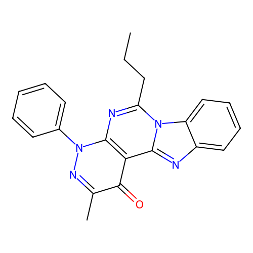 2-methyl-4-phenyl-6-propylpyridazino[3',4':4,5]pyrimido[1,6-a]benzimidazol-1(4H)-one structure