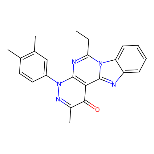 4-(3,4-dimethylphenyl)-6-ethyl-2-methylbenzo[4',5']imidazo[1',2':1,6]pyrimido[4,5-c]pyridazin-1(4H)-one structure