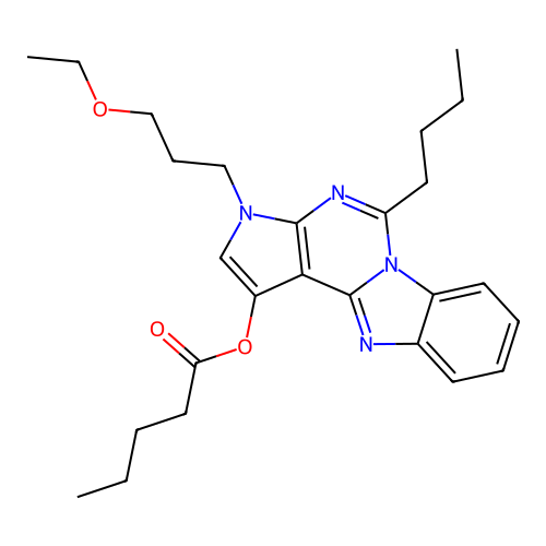 5-butyl-3-(3-ethoxypropyl)-3H-benzo[4,5]imidazo[1,2-c]pyrrolo[3,2-e]pyrimidin-1-yl pentanoate structure