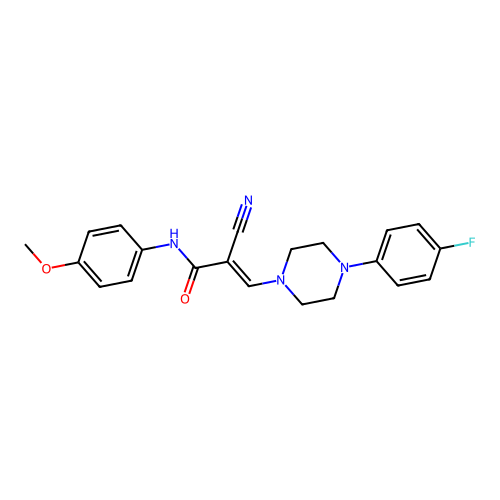 (E)-2-cyano-3-(4-(4-fluorophenyl)piperazin-1-yl)-N-(4-methoxyphenyl)acrylamide structure