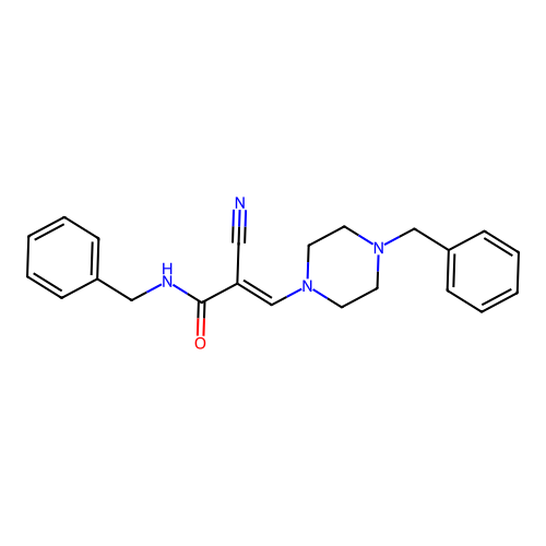 (E)-N-benzyl-3-(4-benzylpiperazin-1-yl)-2-cyanoacrylamide structure