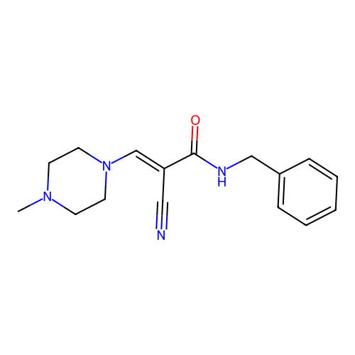 (E)-N-benzyl-2-cyano-3-(4-methylpiperazin-1-yl)acrylamide structure