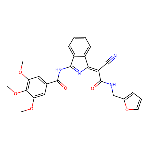(Z)-N-(1-(1-cyano-2-((furan-2-ylmethyl)amino)-2-oxoethylidene)-1H-isoindol-3-yl)-3,4,5-trimethoxybenzamide structure