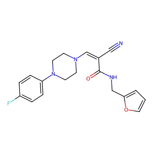 (Z)-2-cyano-3-(4-(4-fluorophenyl)piperazin-1-yl)-N-(furan-2-ylmethyl)acrylamide structure