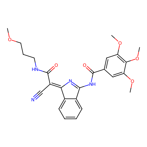 (Z)-N-(1-(1-cyano-2-((3-methoxypropyl)amino)-2-oxoethylidene)-1H-isoindol-3-yl)-3,4,5-trimethoxybenzamide structure