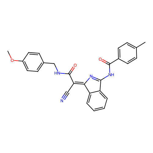 (Z)-N-(1-(1-cyano-2-((4-methoxybenzyl)amino)-2-oxoethylidene)-1H-isoindol-3-yl)-4-methylbenzamide structure