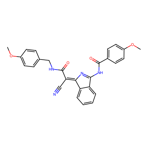 (Z)-N-(1-(1-cyano-2-((4-methoxybenzyl)amino)-2-oxoethylidene)-1H-isoindol-3-yl)-4-methoxybenzamide structure