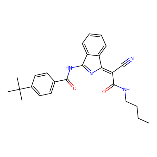 (Z)-4-(tert-butyl)-N-(1-(2-(butylamino)-1-cyano-2-oxoethylidene)-1H-isoindol-3-yl)benzamide structure