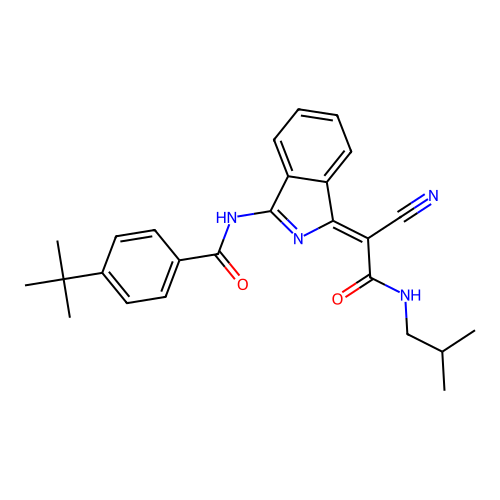 (Z)-4-(tert-butyl)-N-(1-(1-cyano-2-(isobutylamino)-2-oxoethylidene)-1H-isoindol-3-yl)benzamide structure