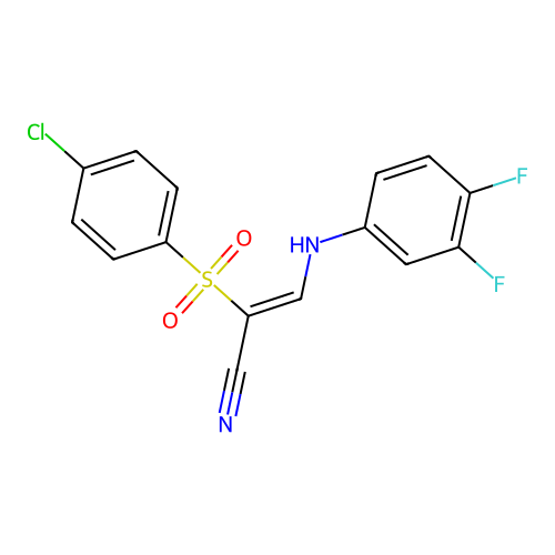 (2Z)-2-[(4-chlorophenyl)sulfonyl]-3-[(3,4-difluorophenyl)amino]prop-2-enenitrile structure