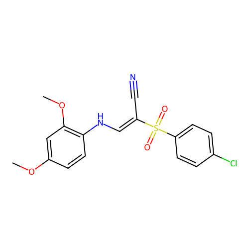 2-((4-Chlorophenyl)sulfonyl)-3-((2,4-dimethoxyphenyl)amino)acrylonitrile structure