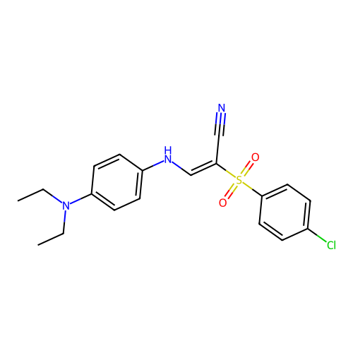 2-((4-Chlorophenyl)sulfonyl)-3-((4-(diethylamino)phenyl)amino)acrylonitrile structure