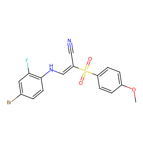 3-((4-Bromo-2-fluorophenyl)amino)-2-((4-methoxyphenyl)sulfonyl)acrylonitrile structure