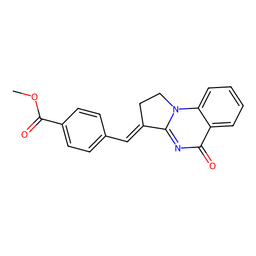 (E)-methyl 4-((5-oxo-1,2-dihydropyrrolo[1,2-a]quinazolin-3(5H)-ylidene)methyl)benzoate structure