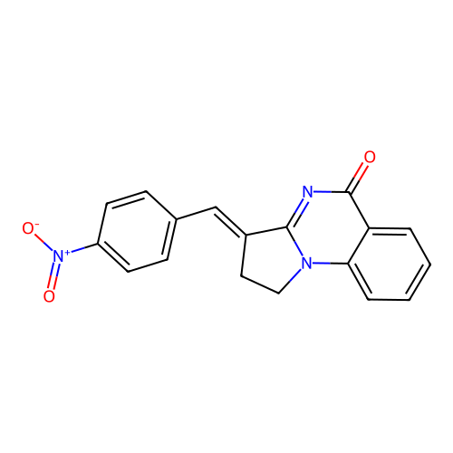 (E)-3-(4-nitrobenzylidene)-2,3-dihydropyrrolo[1,2-a]quinazolin-5(1H)-one structure