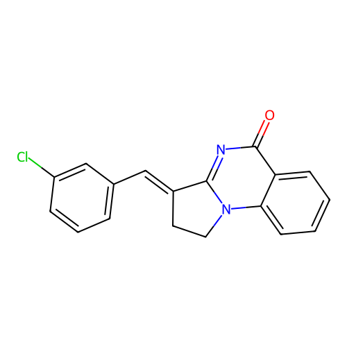 (E)-3-(3-chlorobenzylidene)-2,3-dihydropyrrolo[1,2-a]quinazolin-5(1H)-one structure