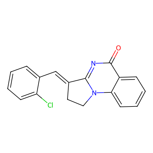 (E)-3-(2-chlorobenzylidene)-2,3-dihydropyrrolo[1,2-a]quinazolin-5(1H)-one structure